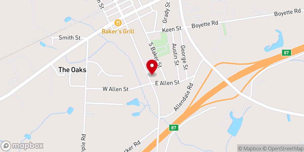 Map showing location of Four Oaks Primitive Baptist Church