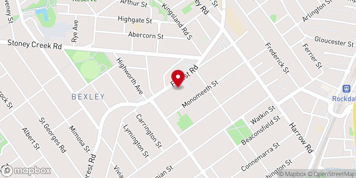 Map showing location of Bexley Baptist Church