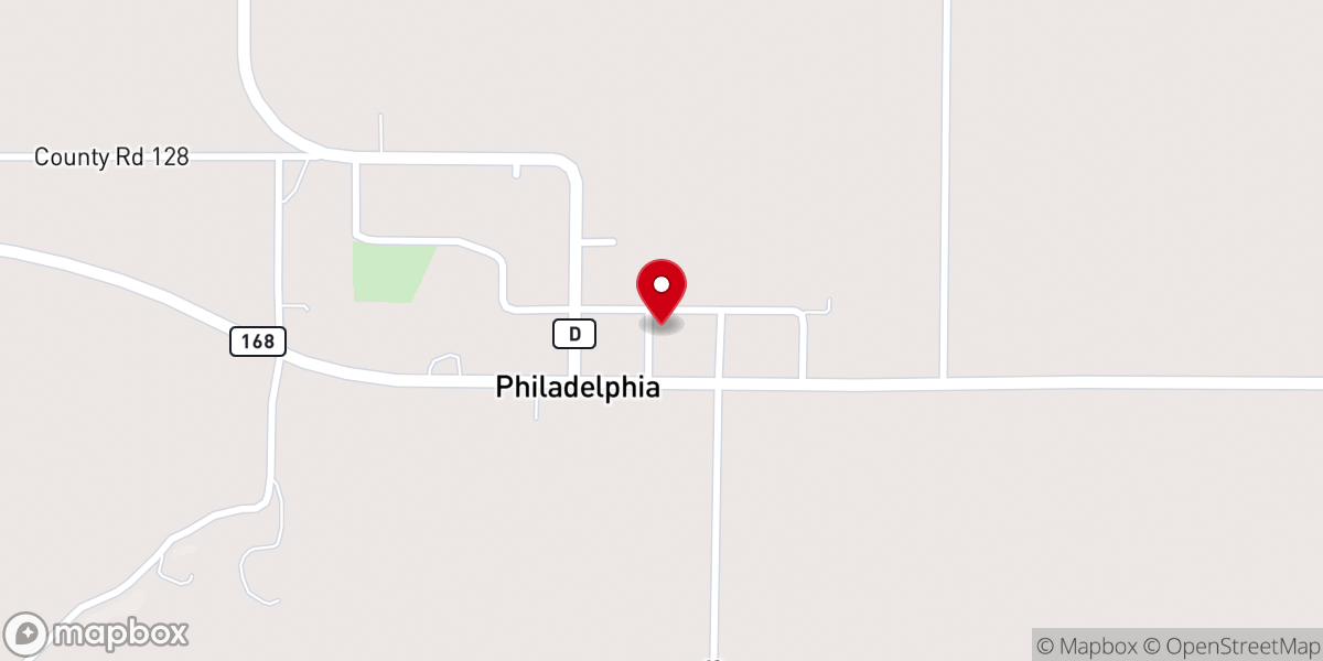 Map showing location of Philadelphia Christian Church