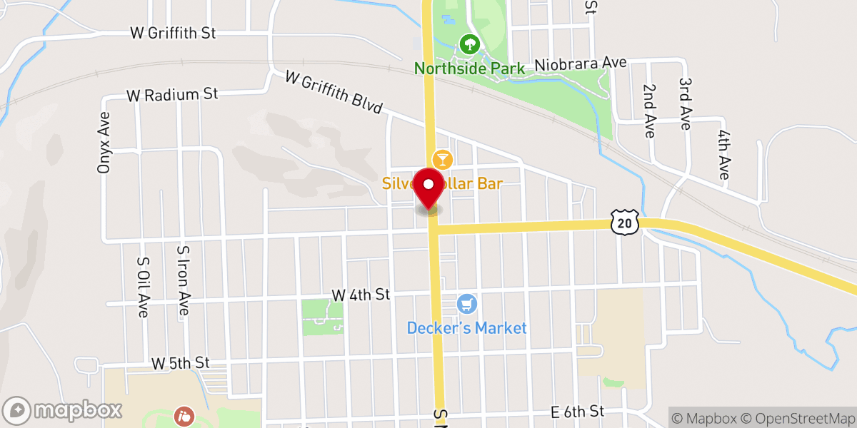 Map showing location of New Life in Christ Baptist Church Lusk Wyoming