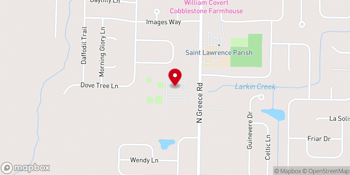 Map showing location of North Greece Road Church of Christ