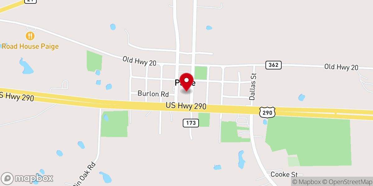 Map showing location of Paige Methodist Church