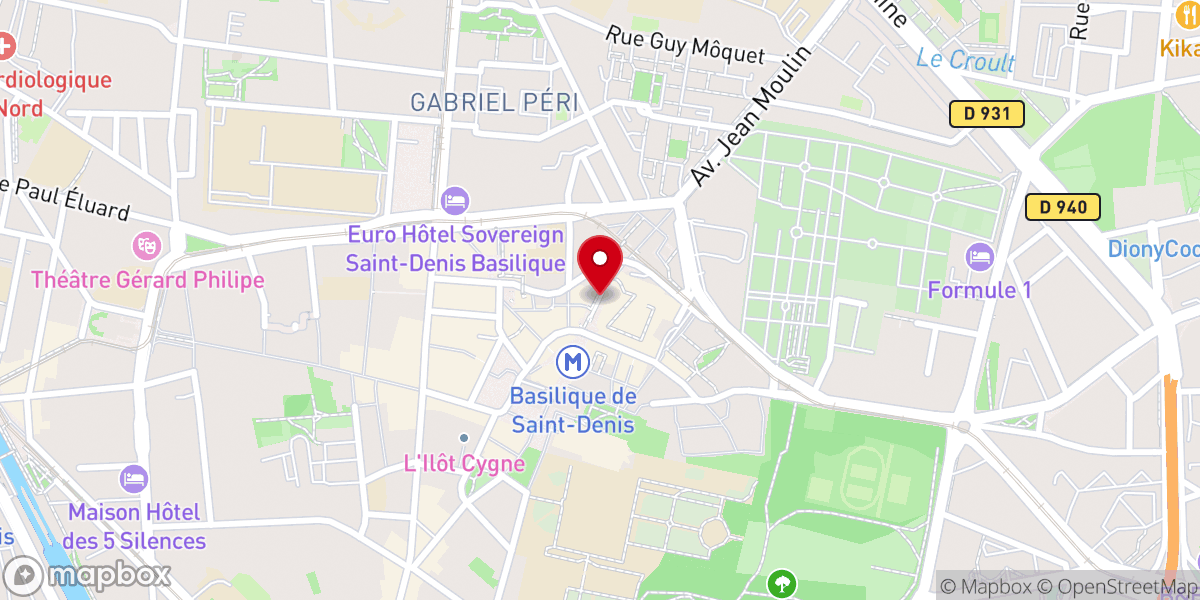 Map showing location of Basilique de Saint-Denis