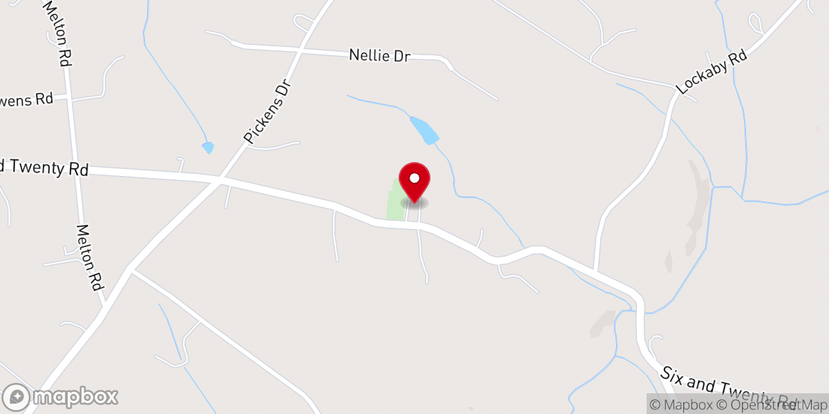 Map showing location of Six and Twenty Baptist Church