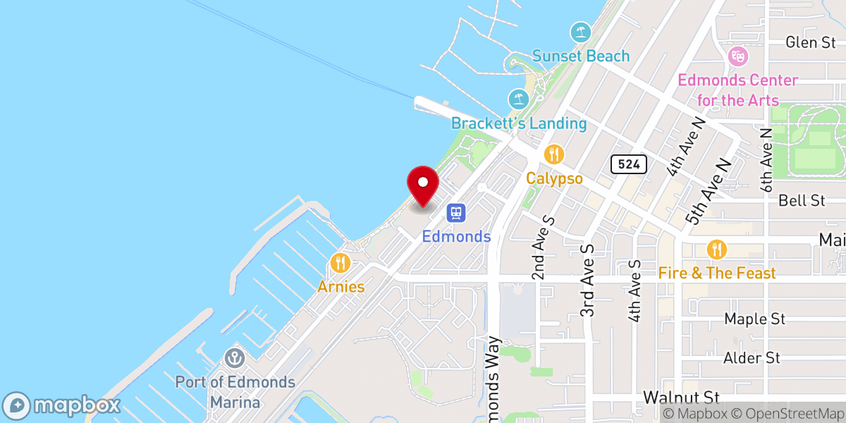 Map showing location of Edmonds Waterfront Center