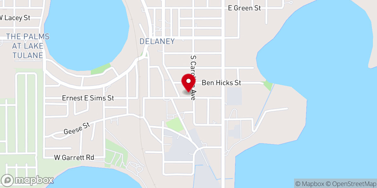 Map showing location of Antioch Church of God in Christ, Avon Park
