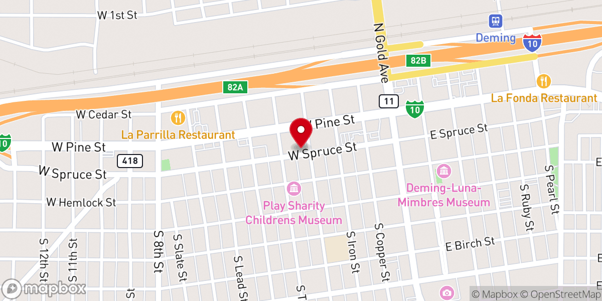 Map showing location of First Presbyterian Church