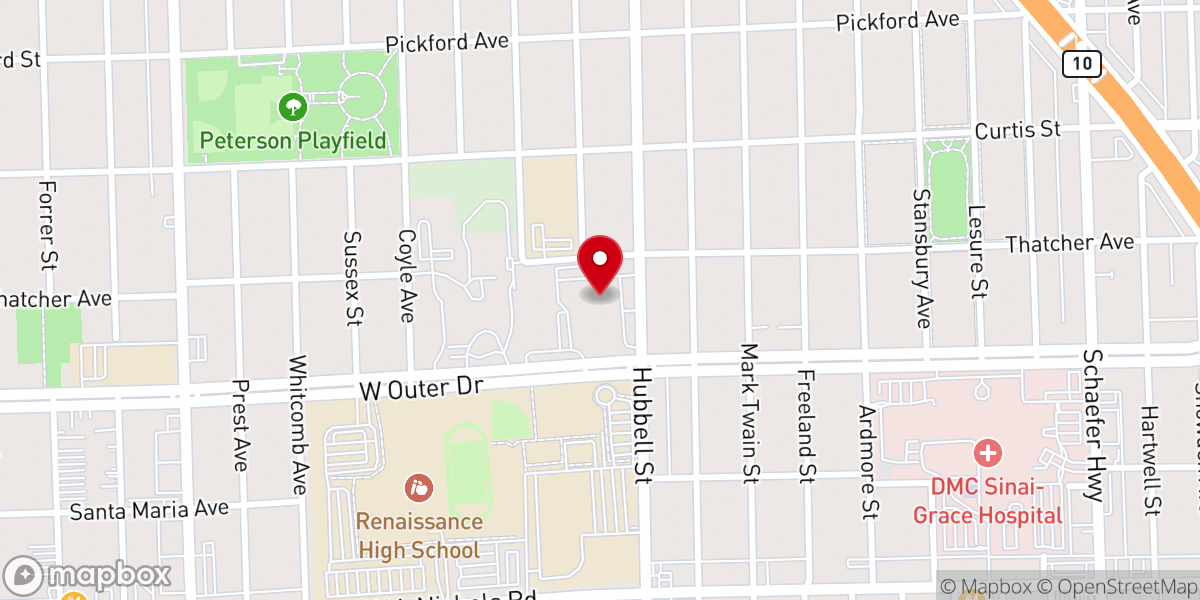 Map showing location of Westminster Church of Detroit