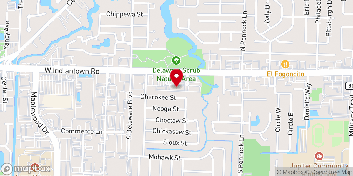 Map showing location of Christ Fellowship Church in Jupiter, FL