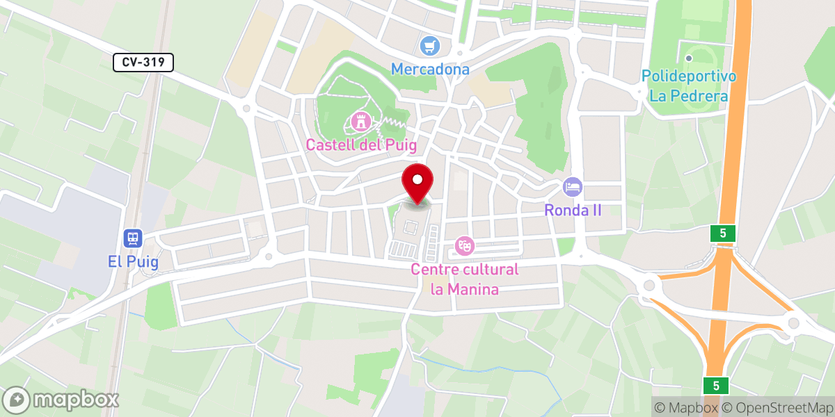 Map showing location of Real Monasterio de Santa María de El Puig