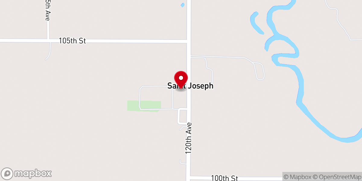 Map showing location of St. Joseph's Catholic Church