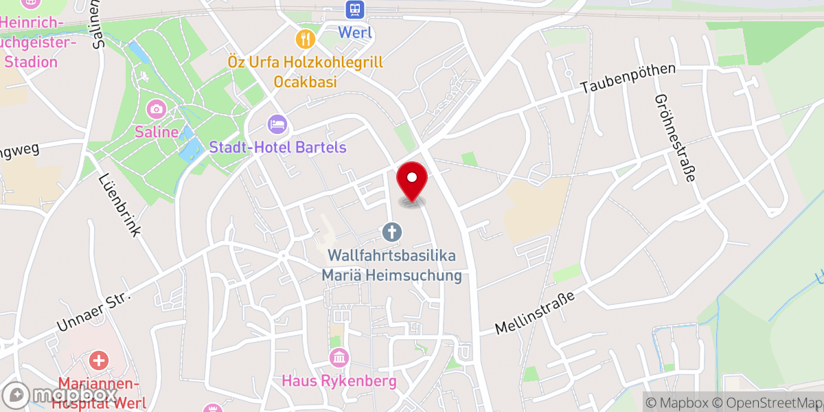 Map showing location of Pilgerkloster Werl