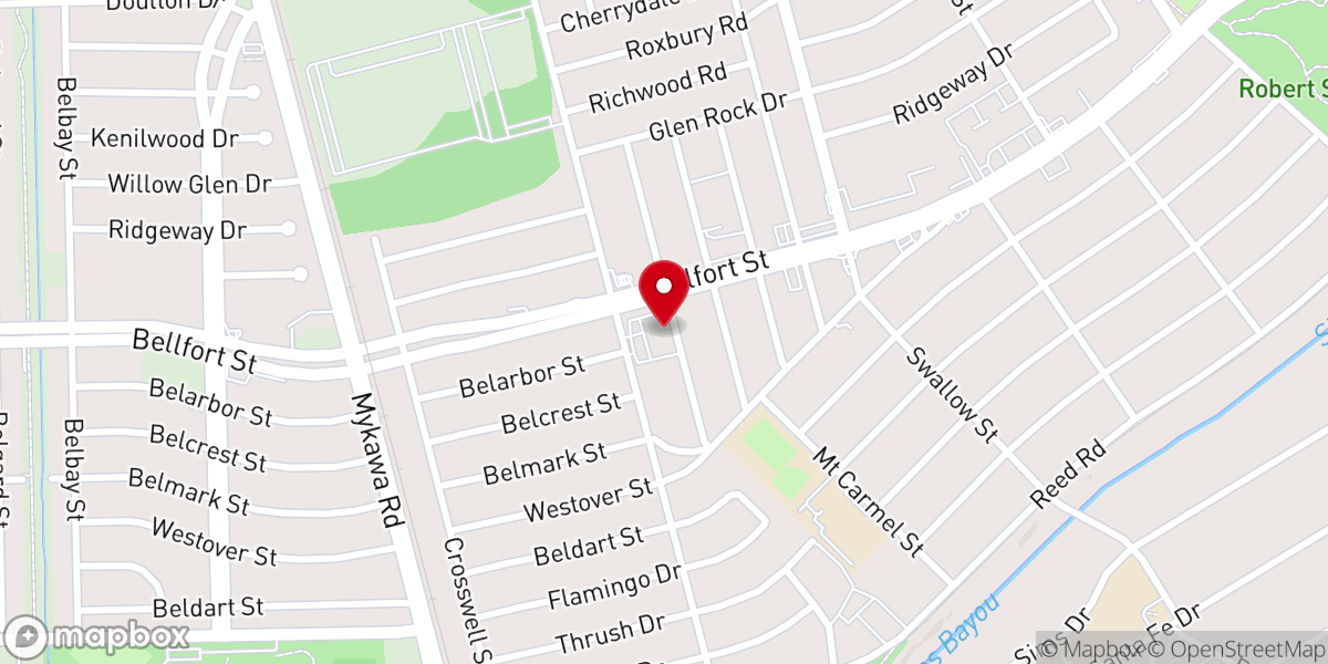 Map showing location of Bellfort Church of Christ