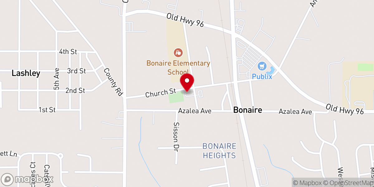 Map showing location of Bonaire Church