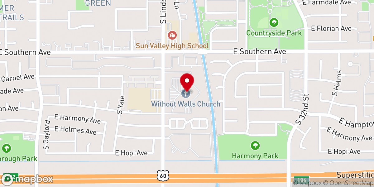 Map showing location of Without Walls Church