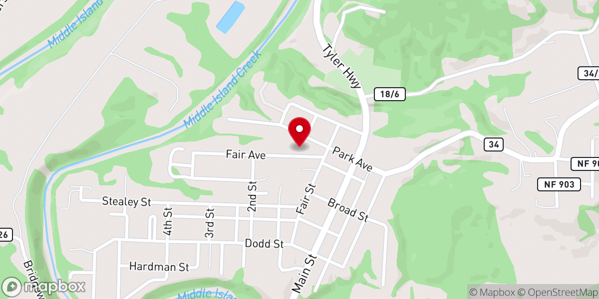 Map showing location of Middlebourne Church of Christ