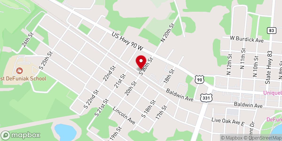 Map showing location of Baldwin Avenue Baptist Church