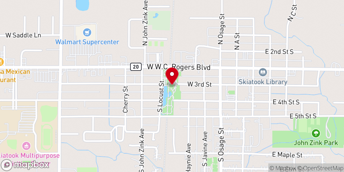 Map showing location of Skiatook Splash Pad