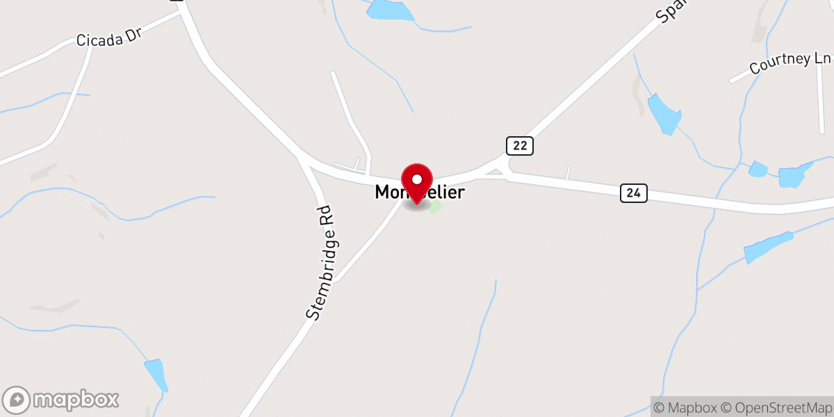 Map showing location of Montpelier Church