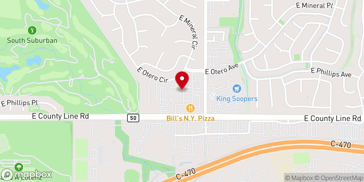 Map showing location of Life.Church South Denver