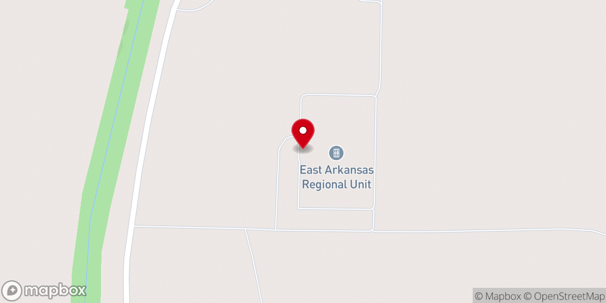 Map showing location of East Arkansas Regional Unit
