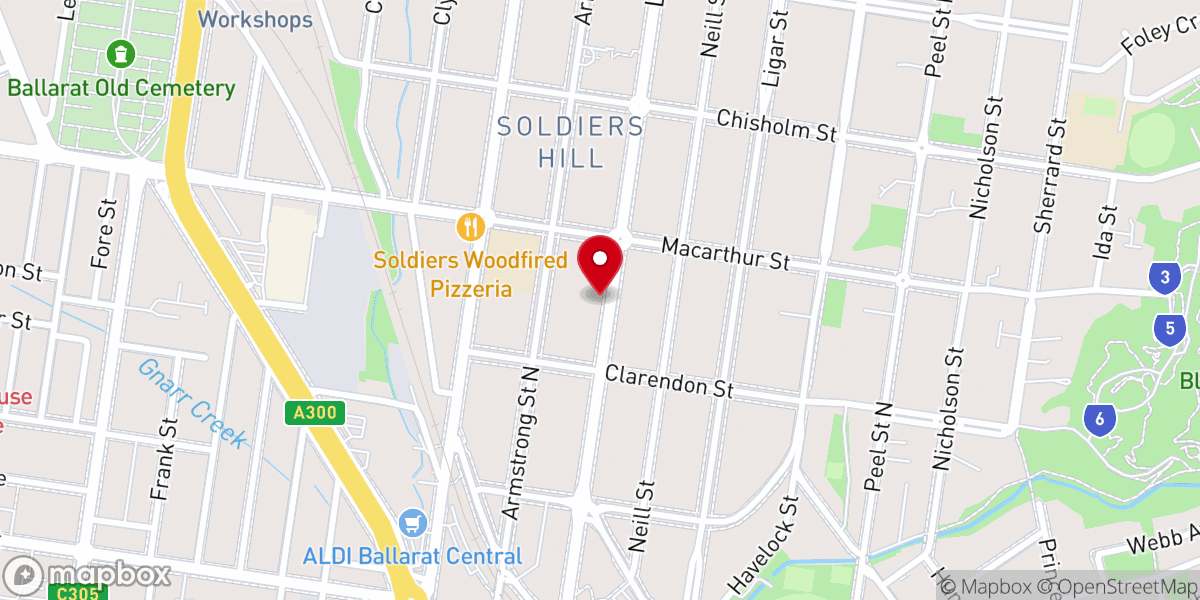 Map showing location of Scots Presbyterian Church