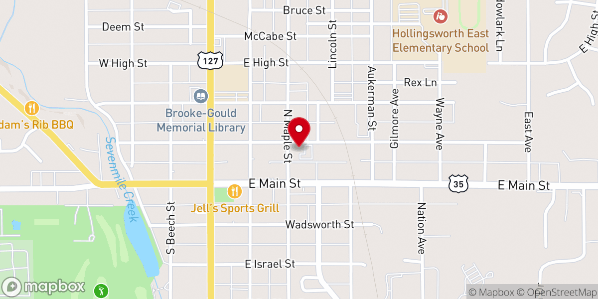 Map showing location of Eaton Methodist Church