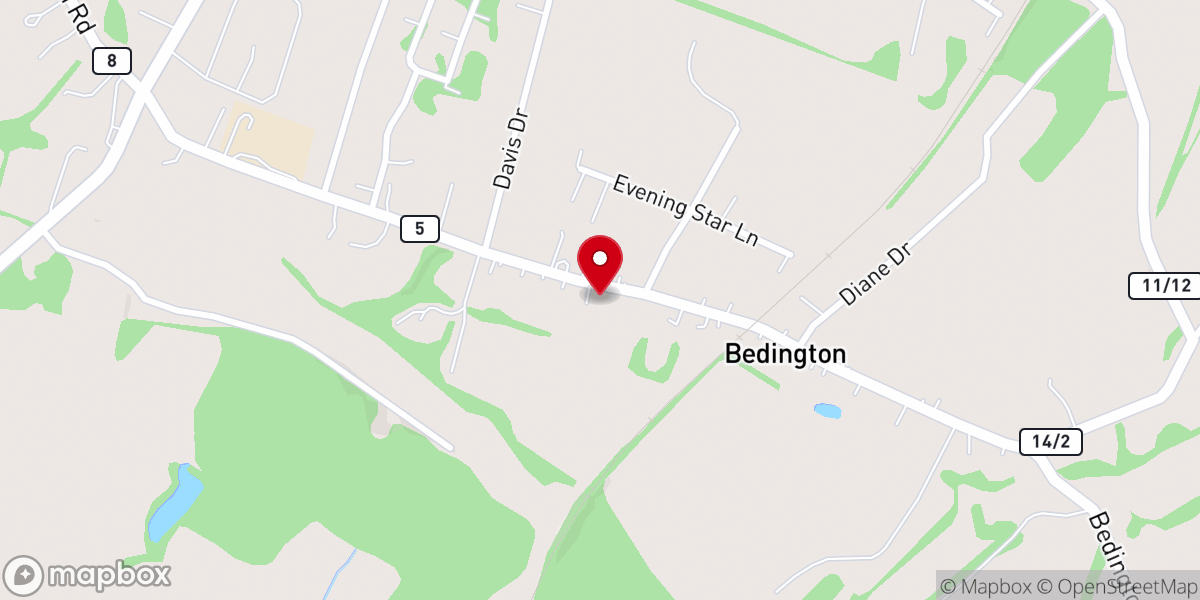 Map showing location of Bedington United Methodist Church