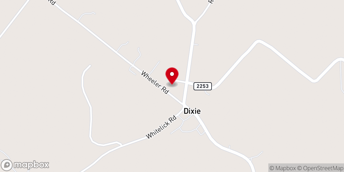 Map showing location of Dixie Methodist Church