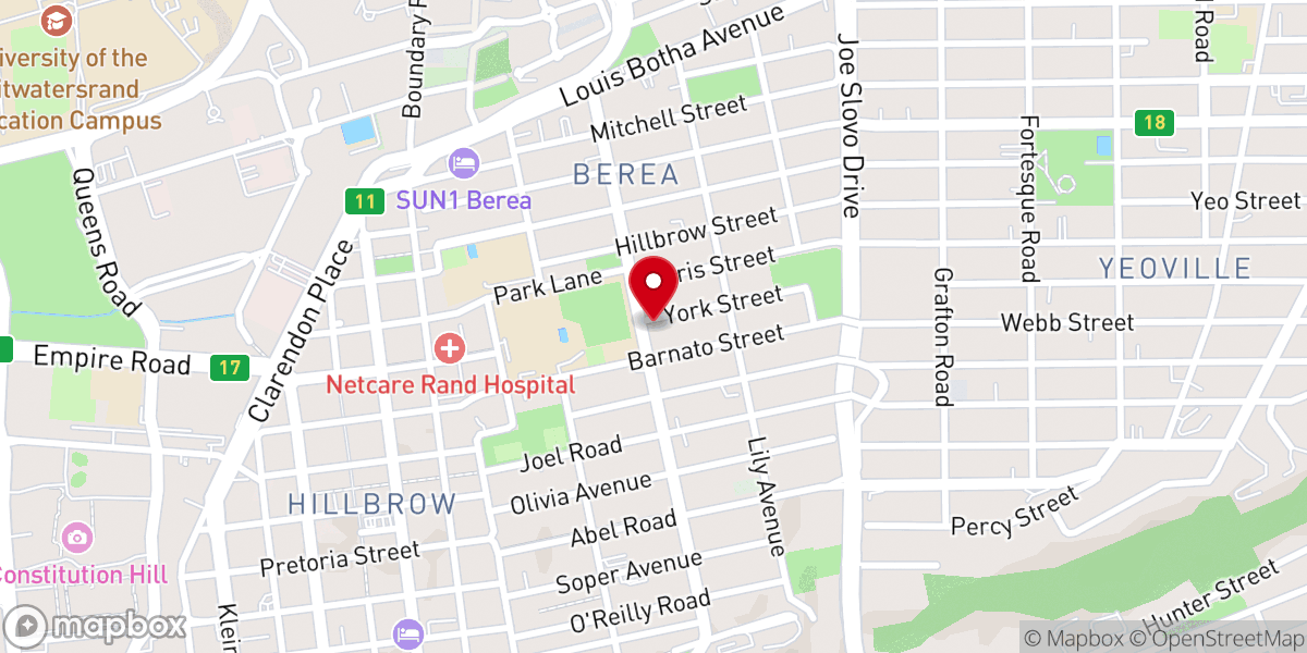Map showing location of Assembly Of God, Hillbrow