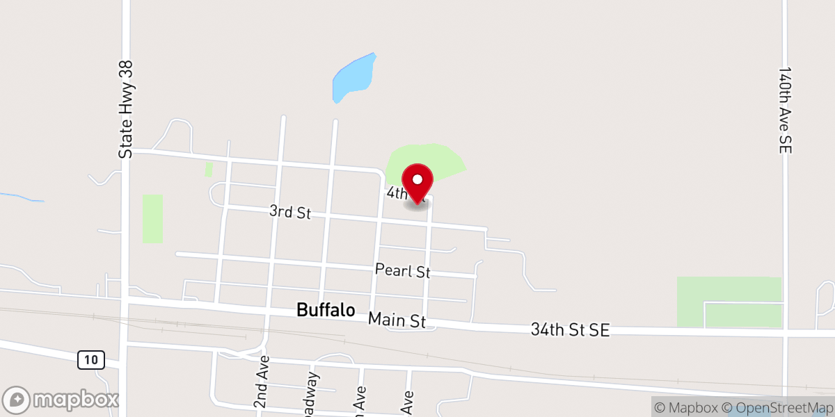 Map showing location of Buffalo Lutheran Church
