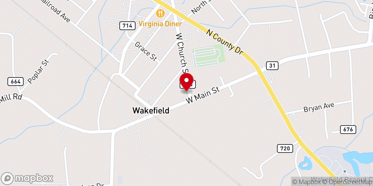 Map showing location of Wakefield Baptist Church