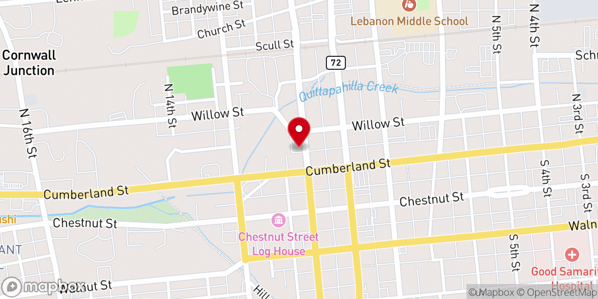 Map showing location of Lebanon Gospel Center