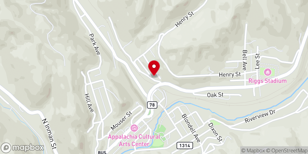 Map showing location of First Christian Church of Appalachia