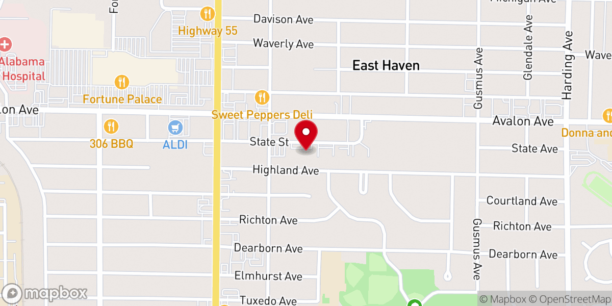 Map showing location of South Highland Church