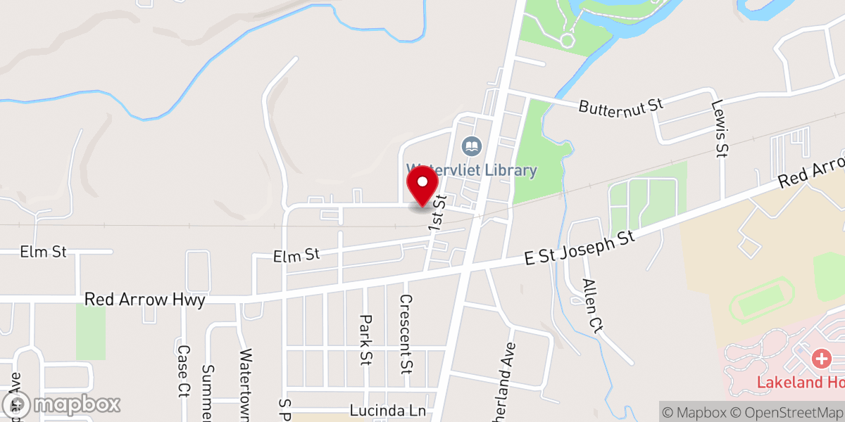 Map showing location of Watervliet Fire Department