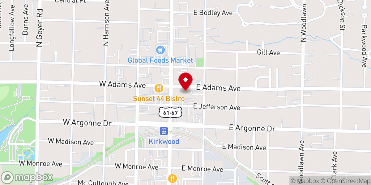 Map showing location of First Presbyterian of Kirkwood
