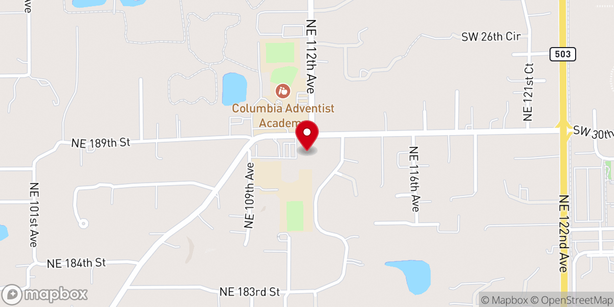 Map showing location of Battle Ground Adventist Community Services