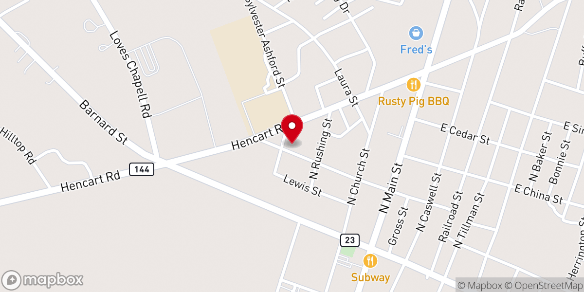 Map showing location of Beulah #1 Baptist Church