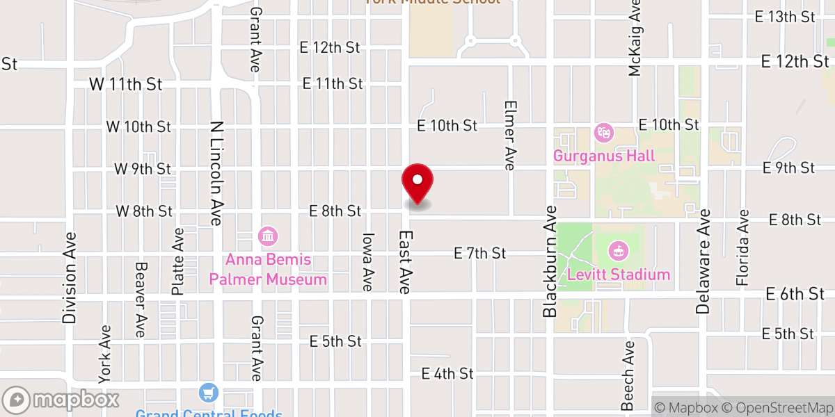 Map showing location of Bethel Lutheran Church