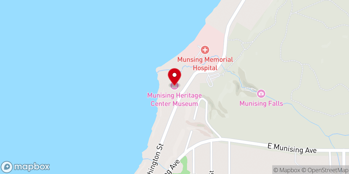 Map showing location of Alger County Heritage Center