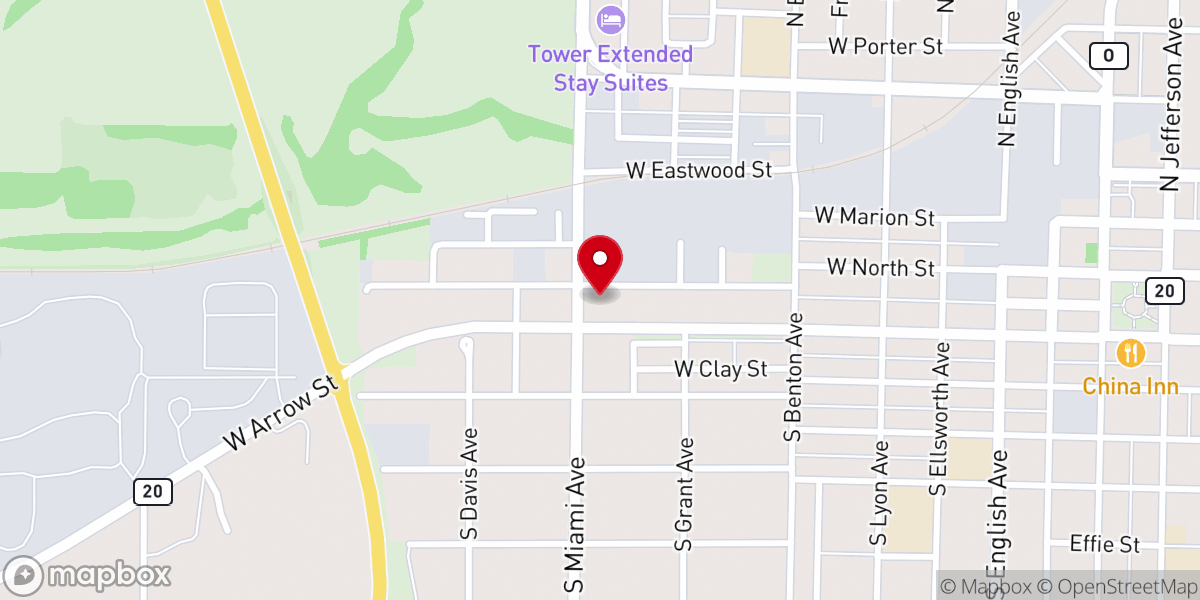 Map showing location of Marshall Church of the Nazarene