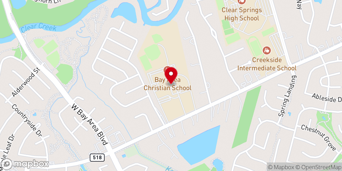 Map showing location of Bay Area Church