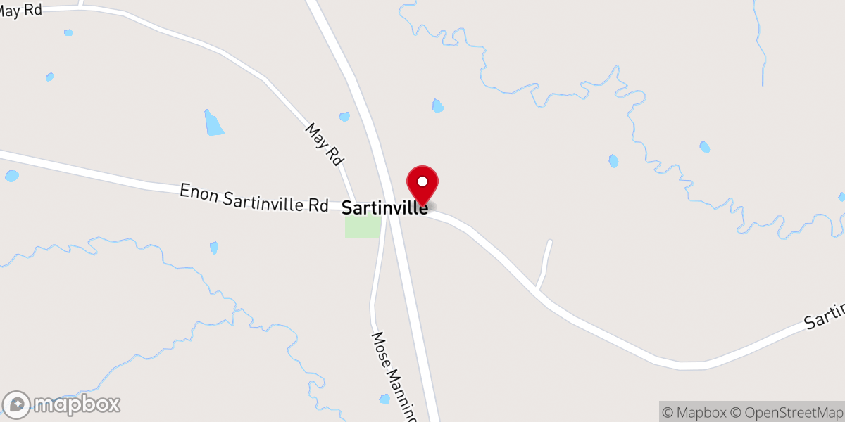 Map showing location of Sartinville Methodist Church