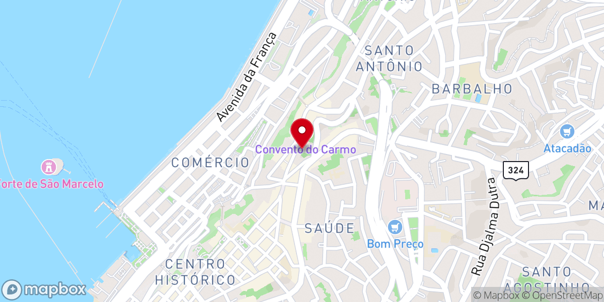 Map showing location of Igreja Nossa Senhora do Carmo de Salvador
