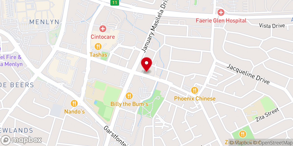 Map showing location of Pretoria Wesleyan Church