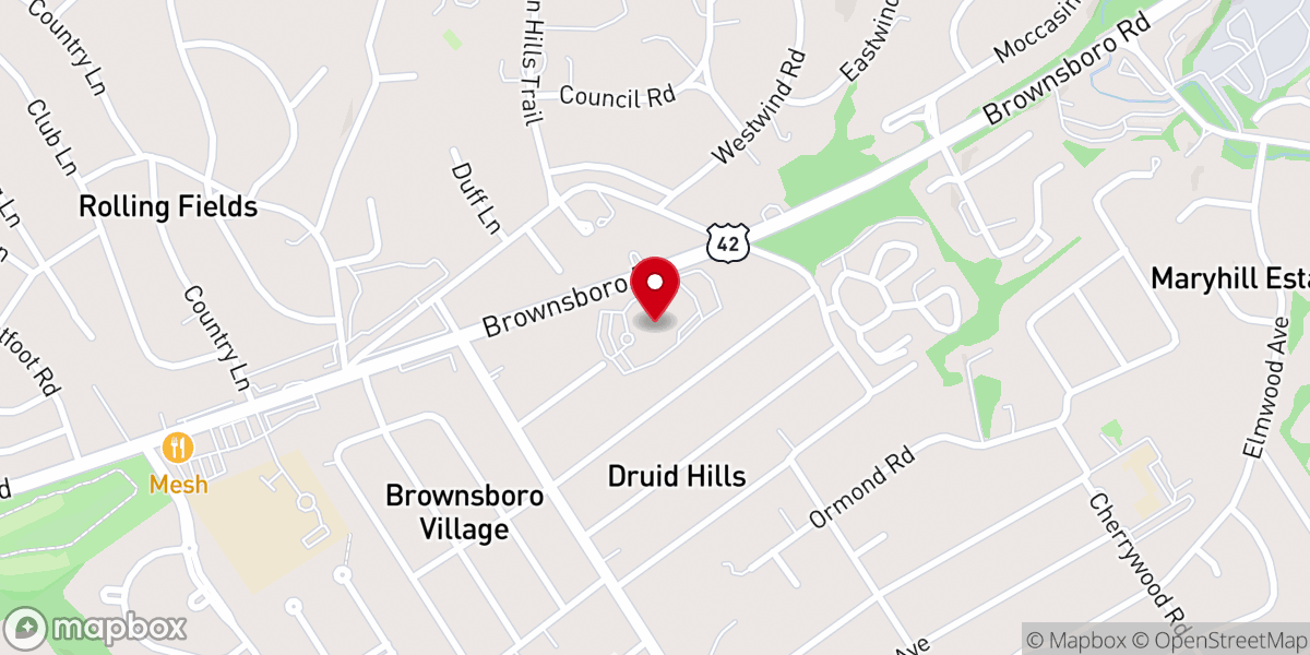 Map showing location of Broadway Baptist Church