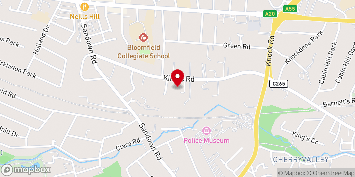 Map showing location of St Columba's Parish Church