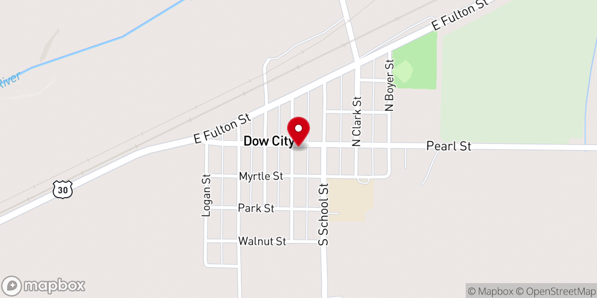 Map showing location of Dow City United Methodist Church