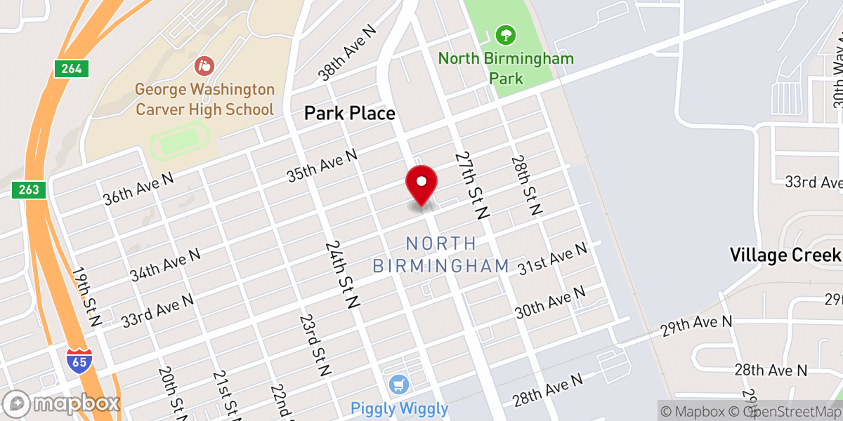 Map showing location of Olivet Monumental Baptist Church